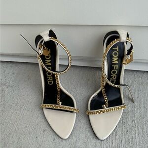 Tom Ford White and Gold Stiletto Heels